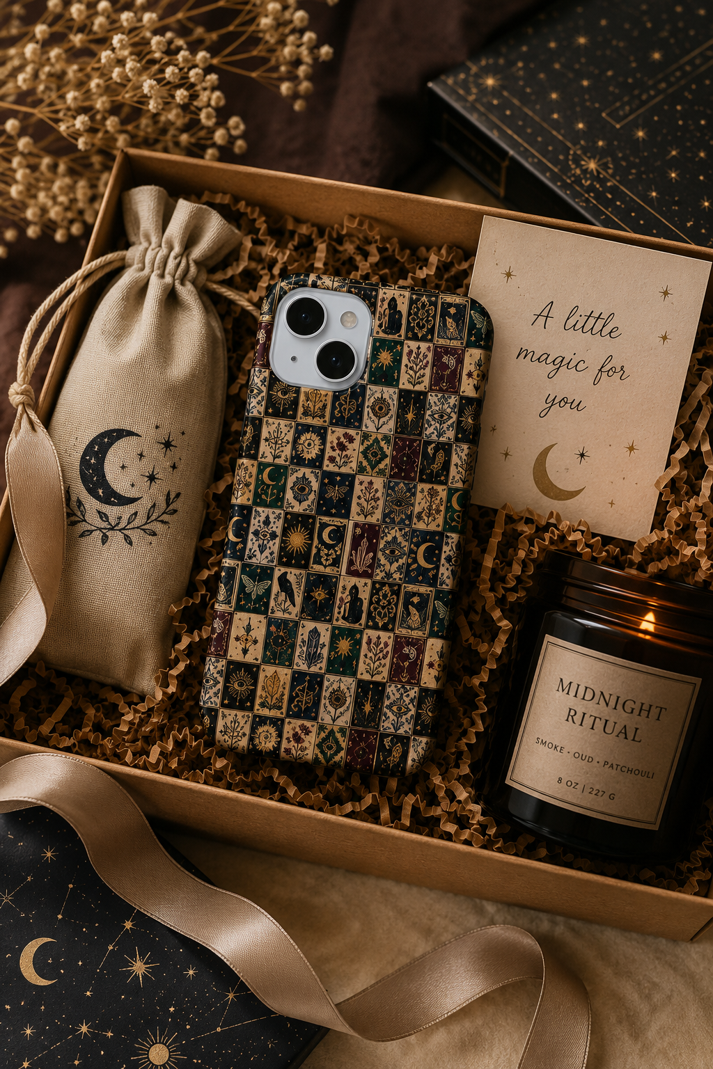Celestial Tarot Mosaic Phone Case, Vintage Tile MagSafe iPhone Case