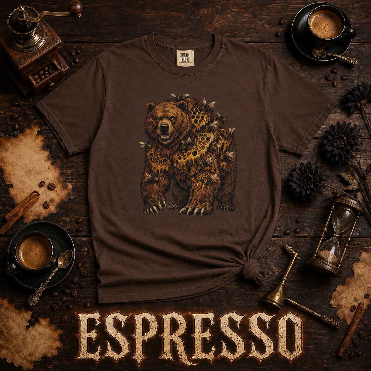 Comfort Colors Bear Shirt, Woodland Wildlife Graphic Tee, Nature Lover Gift, Rustic Hiking and Camping T-Shirt
