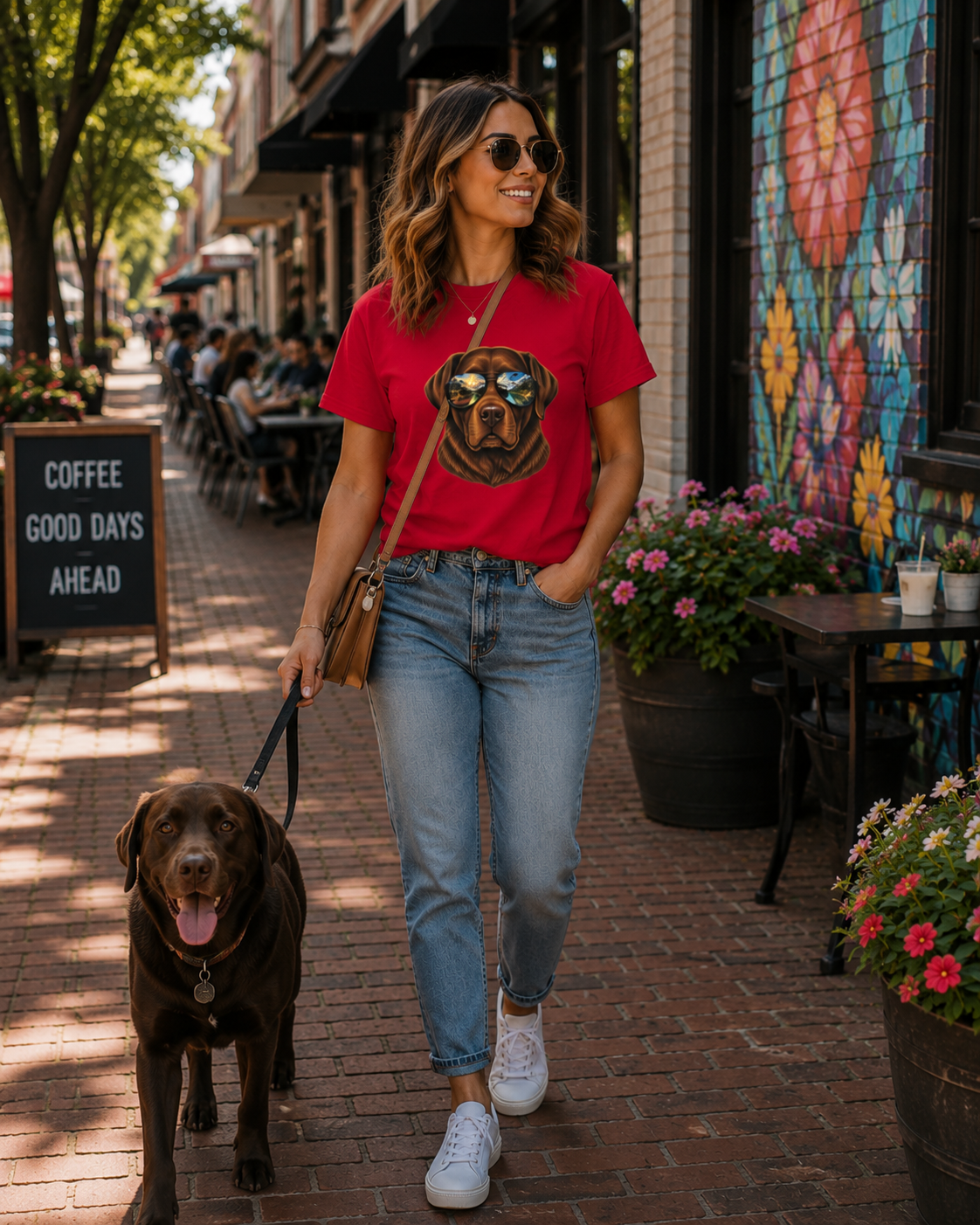 Chocolate Labrador Retriever Shirt, Dog with Sunglasses Tee, Lab Lover Gift, Adventure Dog Shirt, Hiking Tee, Comfort Colors