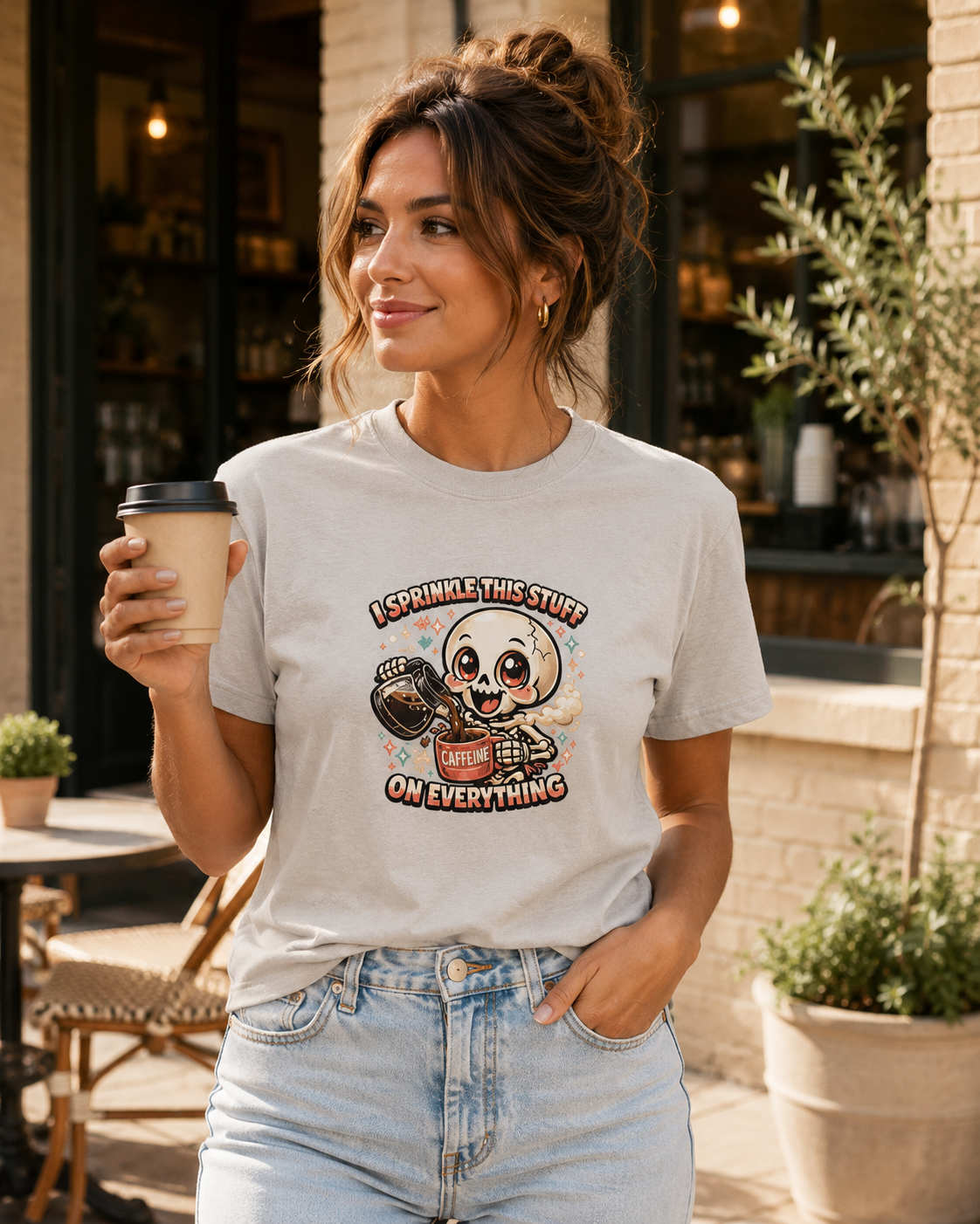 I Sprinkle This Stuff on Everything Skeleton Coffee T-Shirt