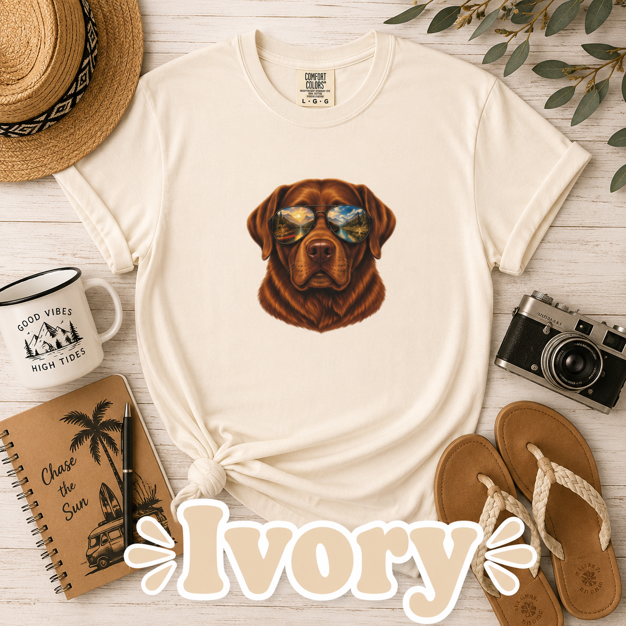Chocolate Labrador Retriever Shirt, Dog with Sunglasses Tee, Lab Lover Gift, Adventure Dog Shirt, Hiking Tee, Comfort Colors