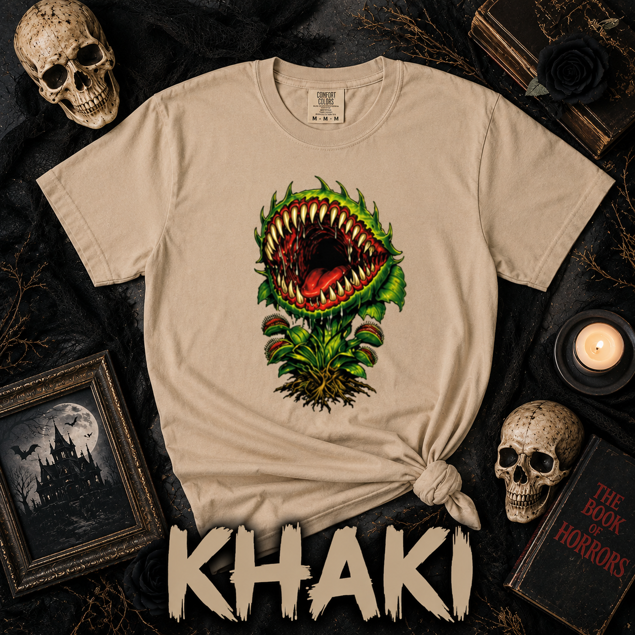 Carnivorous Venus Flytrap T-Shirt | Horror Plant Graphic Tee | Gothic Botanical Shirt | Spooky Halloween Gift for Plant Lovers