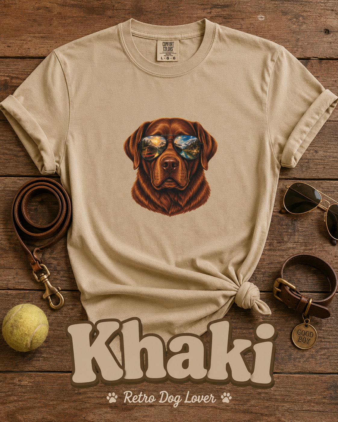 Chocolate Lab Sunglasses T-Shirt | Outdoor Dog Lover Tee