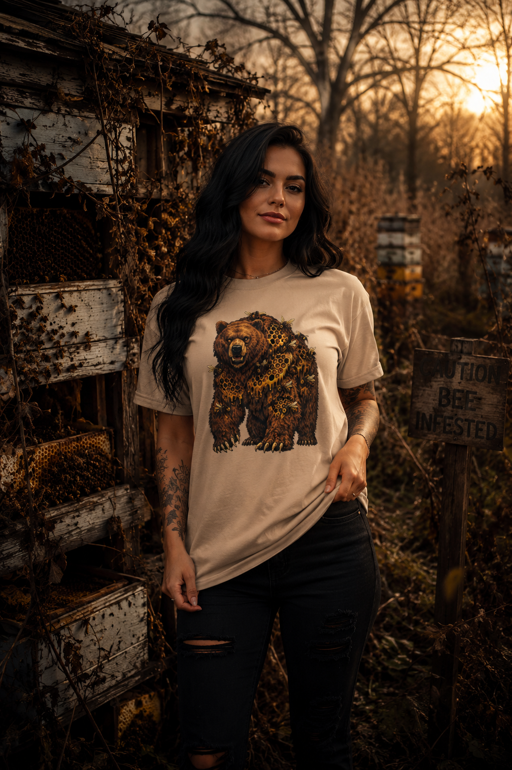 Comfort Colors Bear Shirt, Woodland Wildlife Graphic Tee, Nature Lover Gift, Rustic Hiking and Camping T-Shirt
