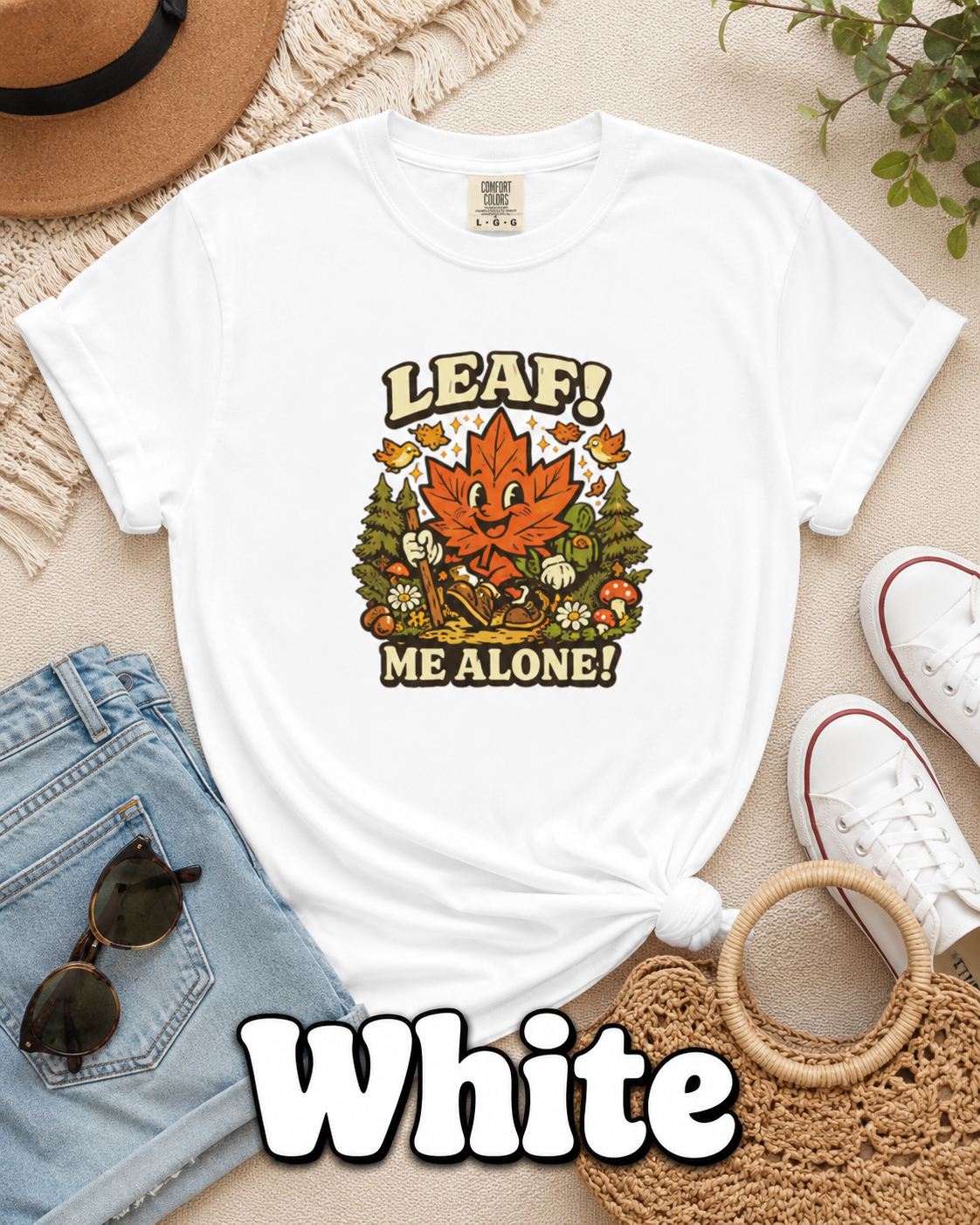 Leaf Me Alone Comfort Colors® T-Shirt | Funny Fall Maple Leaf Tee