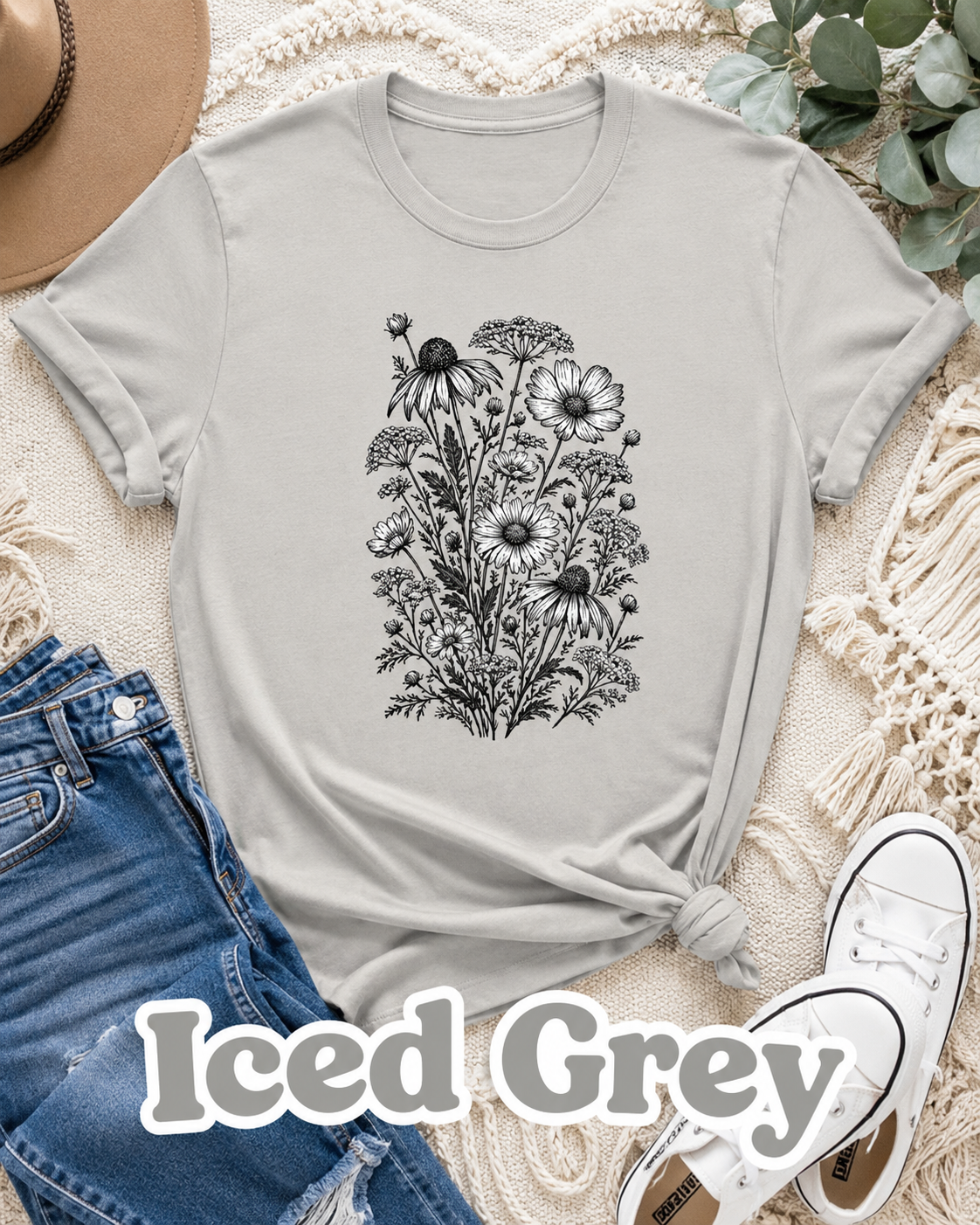 Vintage Wildflower Botanical Graphic T-Shirt