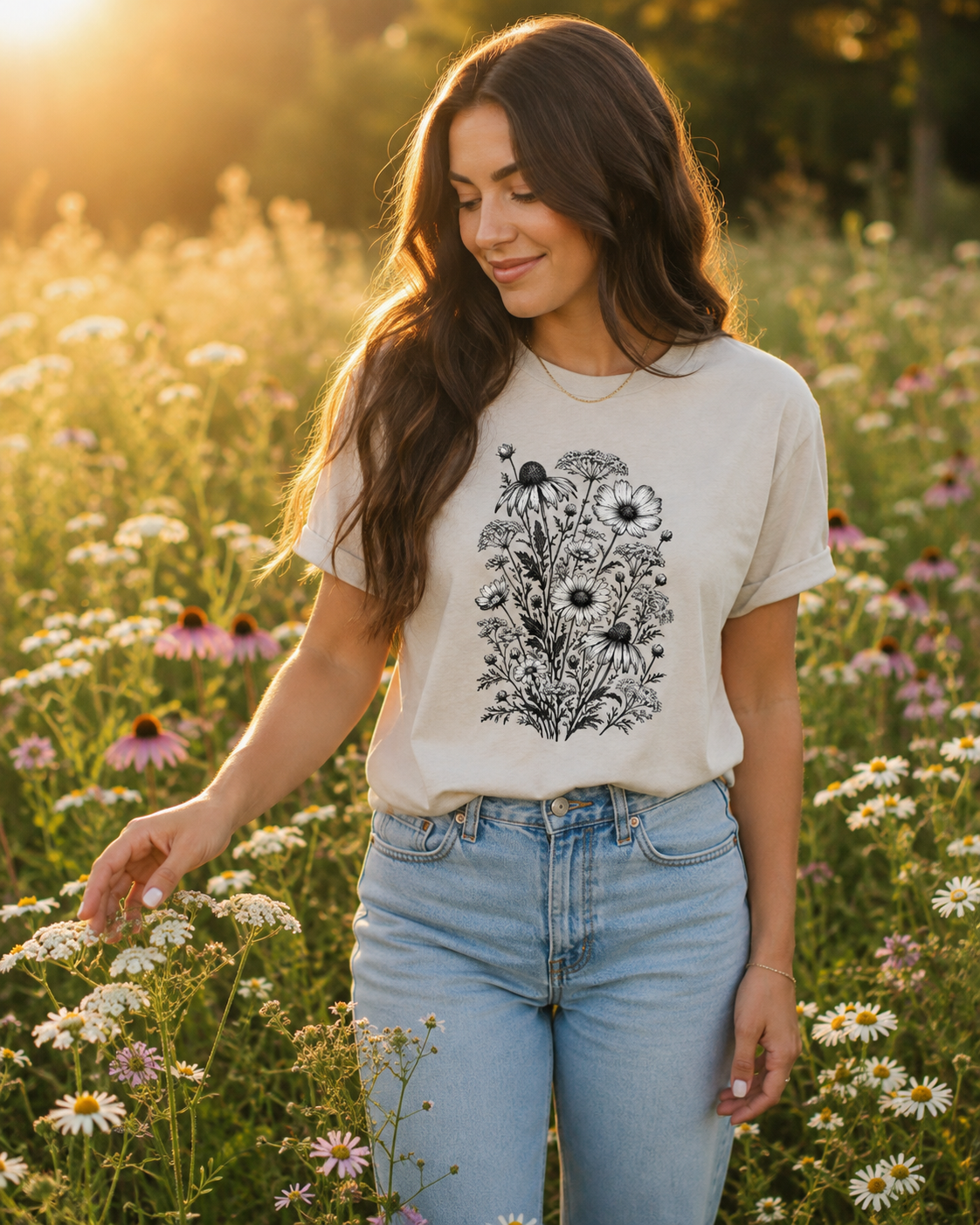 Vintage Wildflower Botanical Graphic T-Shirt