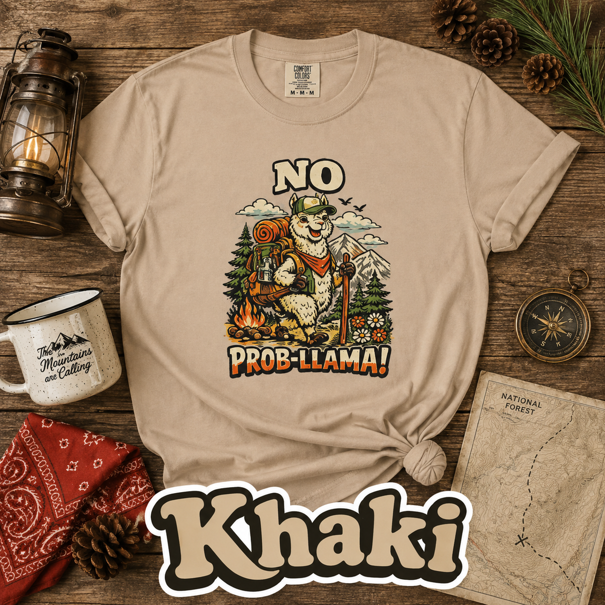 No Prob-Llama T-Shirt | Funny Hiking Llama Graphic Tee