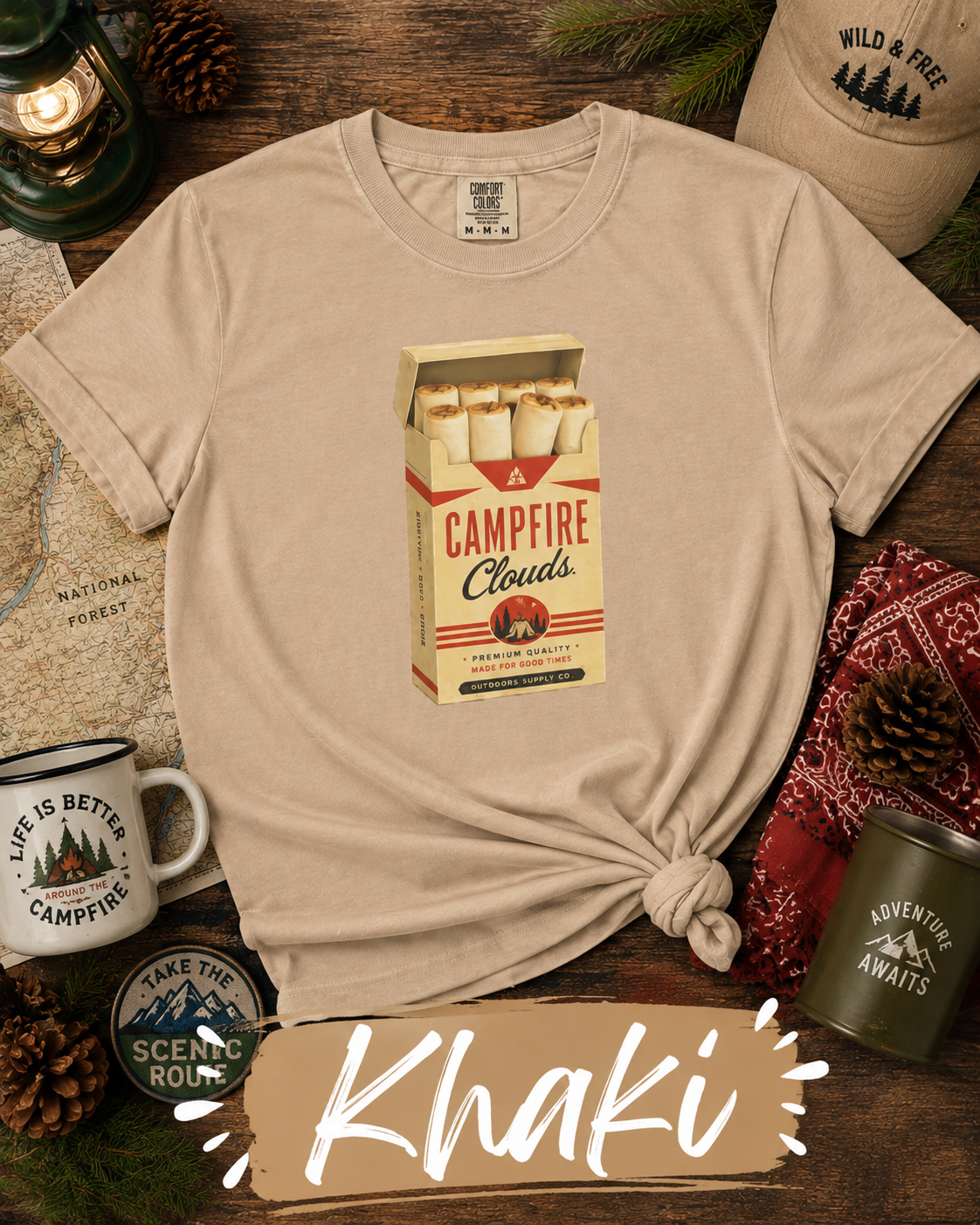 Campfire Clouds Vintage Marshmallow Graphic T-Shirt