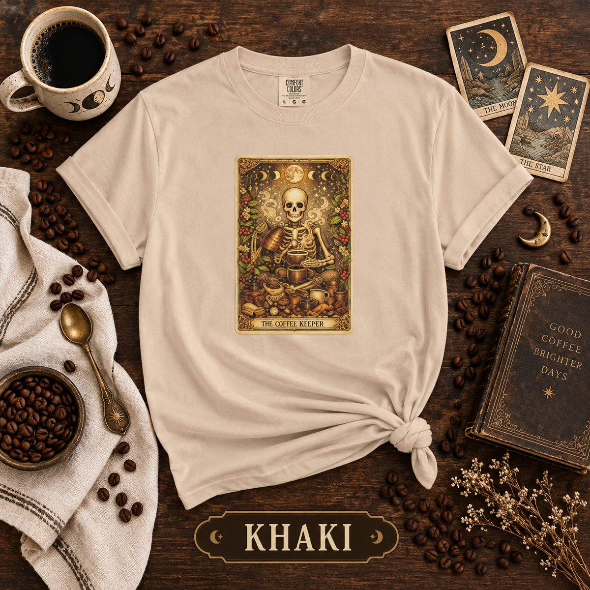 The Coffee Brewer Skeleton Tarot Card Graphic T-Shirt