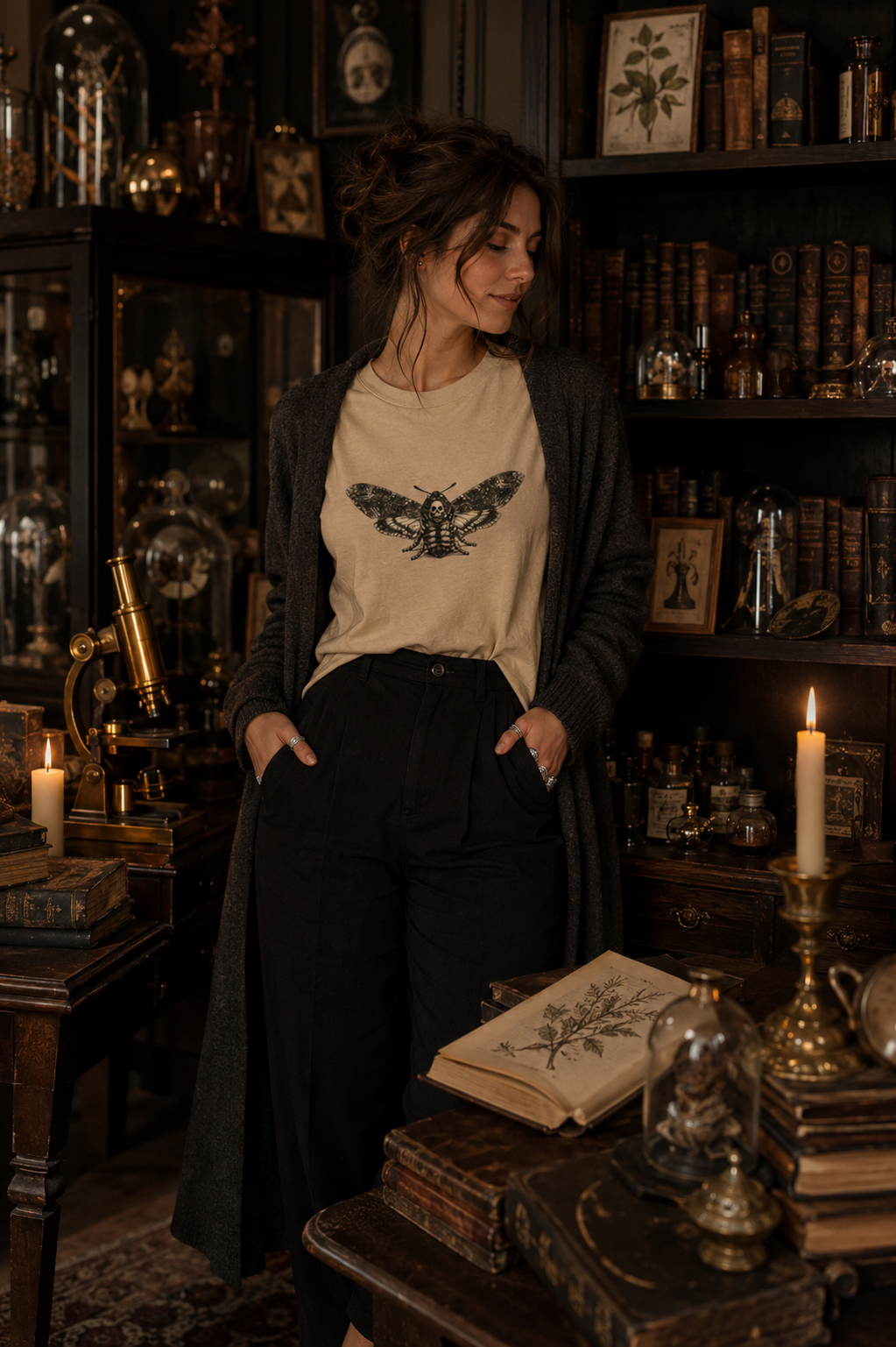Death's-Head Hawkmoth Vintage Gothic T-Shirt | Dark Academia Nature Tee