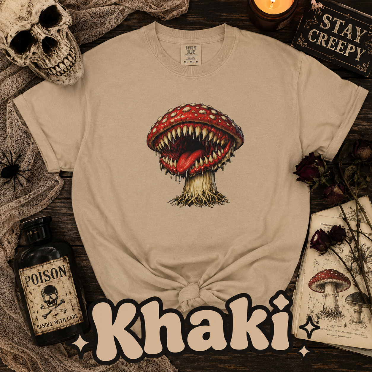 Horror Mushroom T-Shirt, Carnivorous Mushroom Graphic Tee, Gothic Nature Shirt, Creepy Forest Monster, Halloween Gift