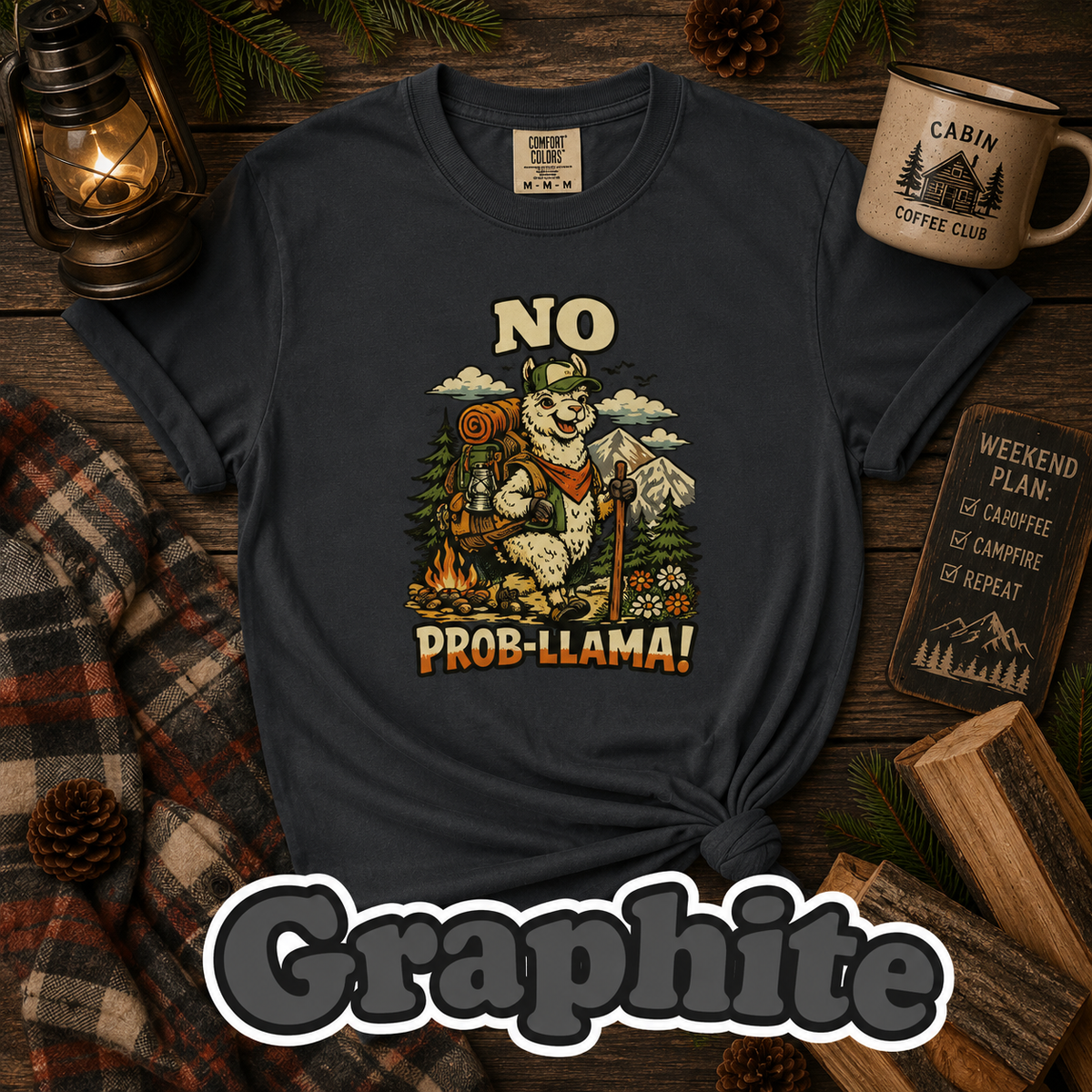 No Prob-Llama T-Shirt | Funny Hiking Llama Graphic Tee