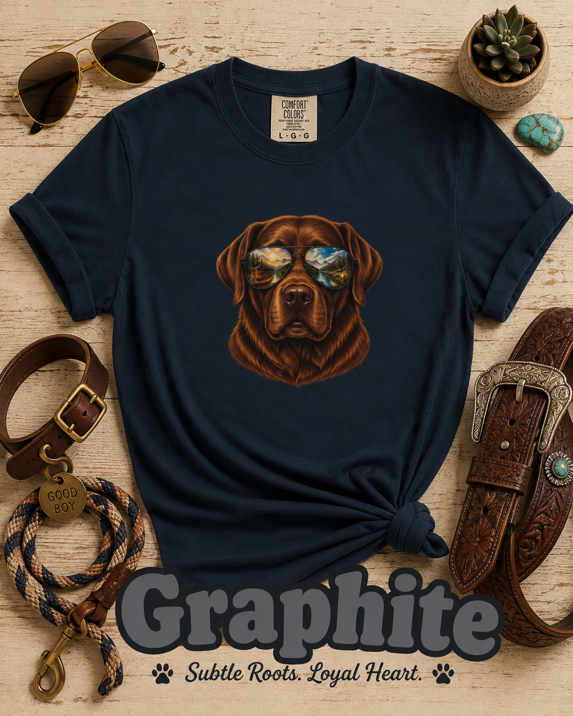 Chocolate Lab Sunglasses T-Shirt | Outdoor Dog Lover Tee