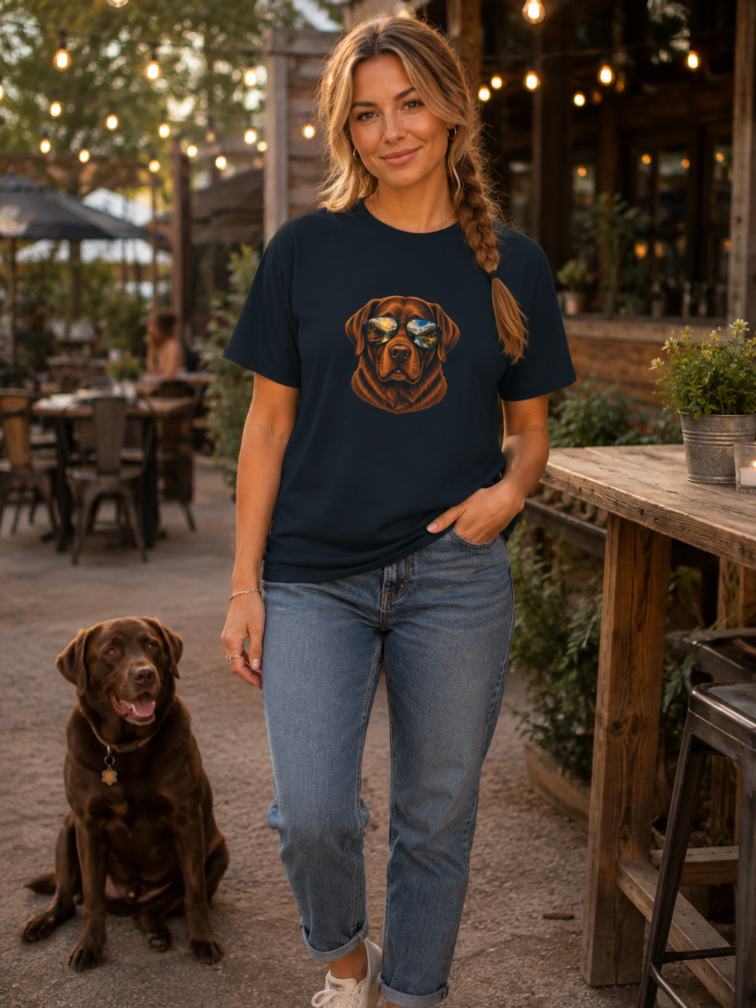 Chocolate Lab Sunglasses T-Shirt | Outdoor Dog Lover Tee
