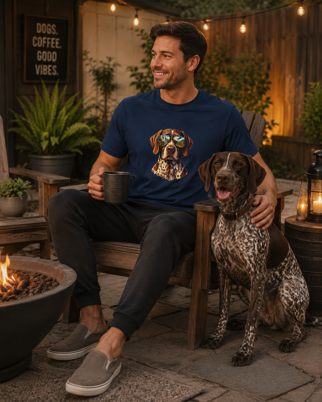 Adventure German Shorthaired Pointer Graphic T-Shirt | Scenic Aviator Dog Lover Tee | Outdoors & Hunting Dog Shirt