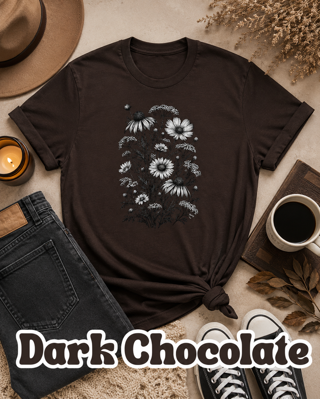 Vintage Wildflower Botanical Graphic T-Shirt