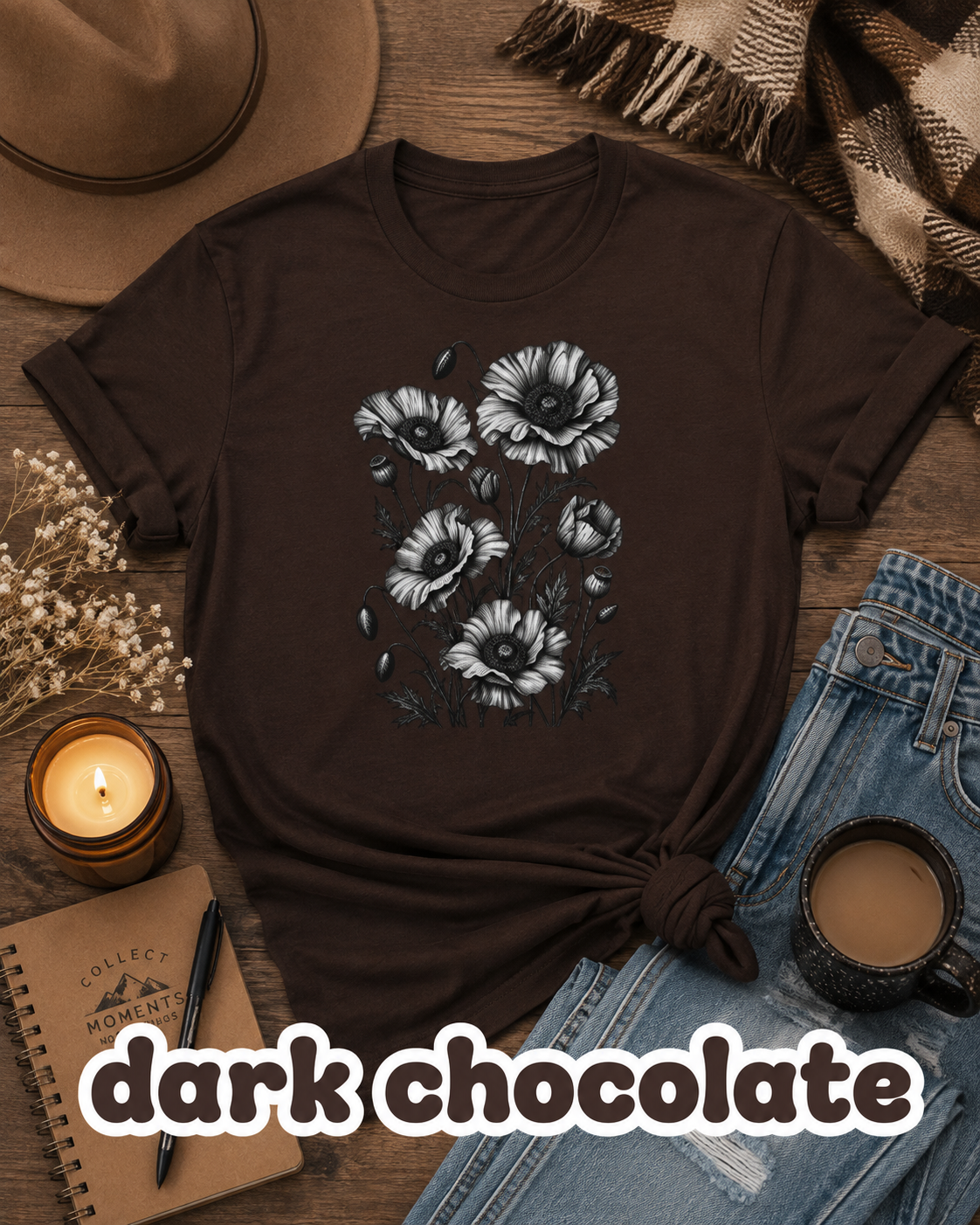 Vintage Poppy Flower T-Shirt | Botanical Floral Graphic Tee