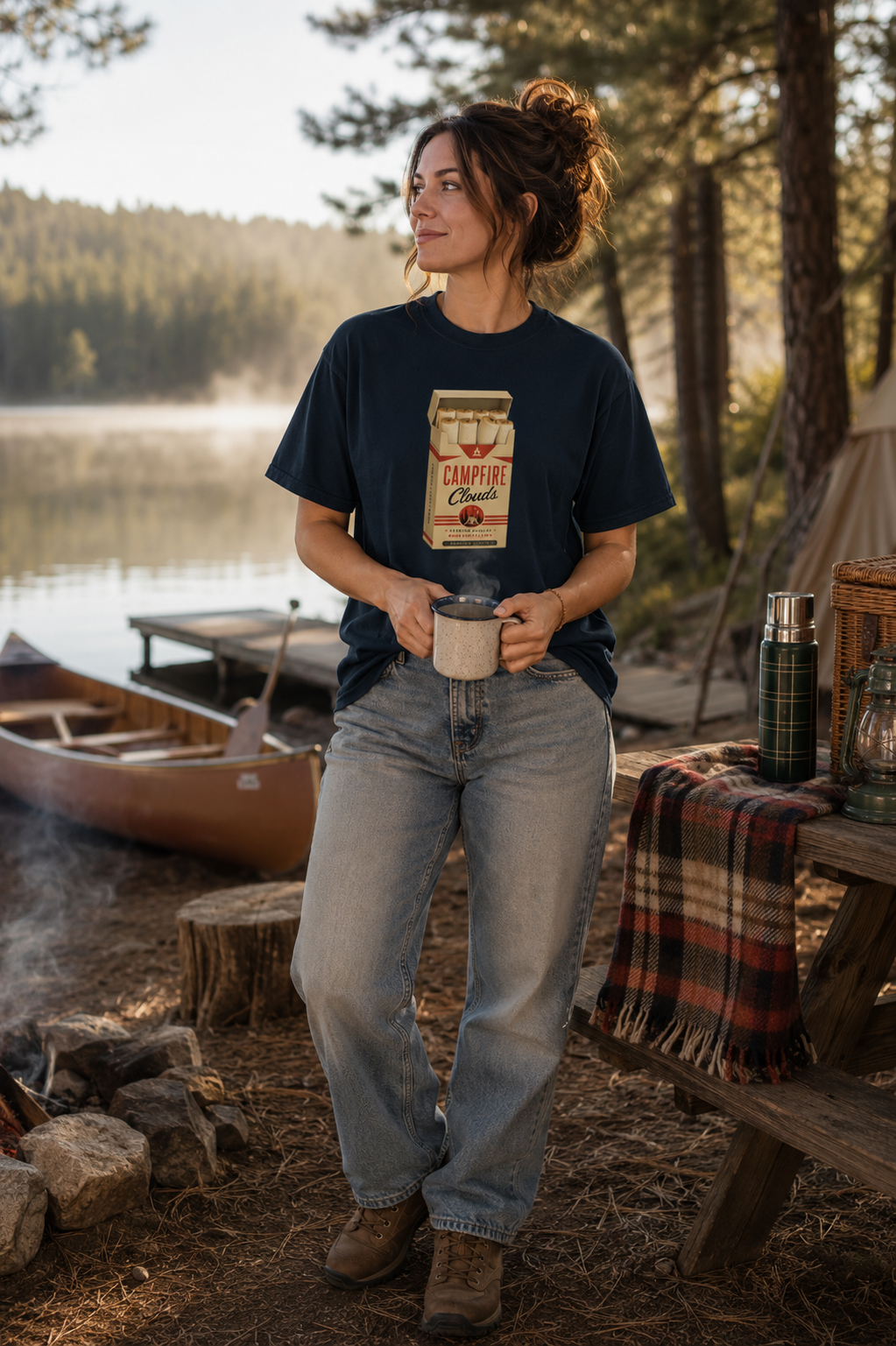 Campfire Clouds Vintage Marshmallow Graphic T-Shirt