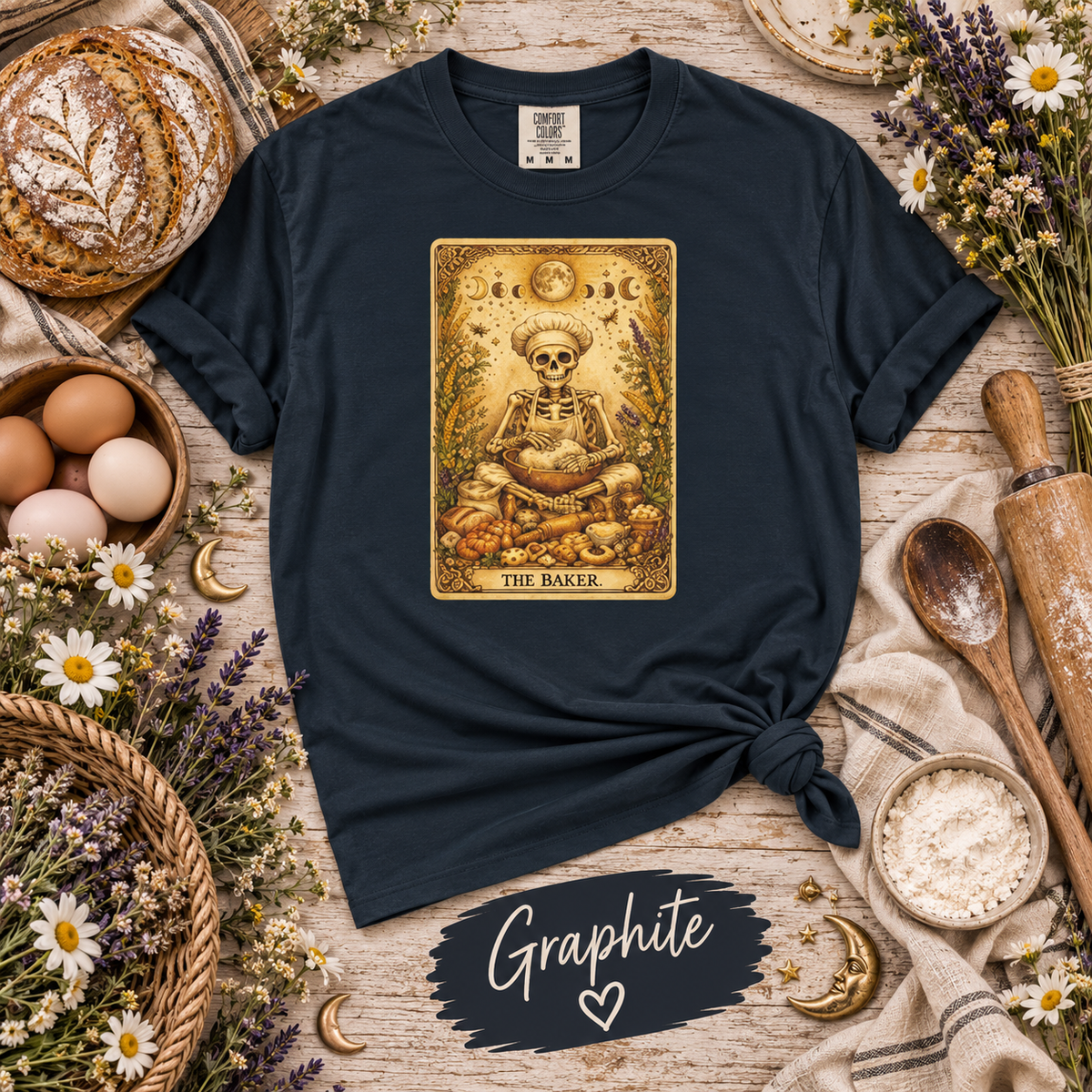 The Baker Skeleton Tarot Card Graphic T-Shirt
