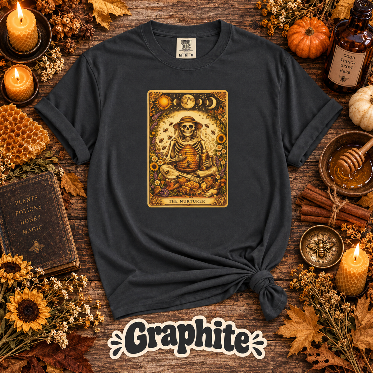 The Beekeeper Skeleton Tarot Card Graphic T-Shirt