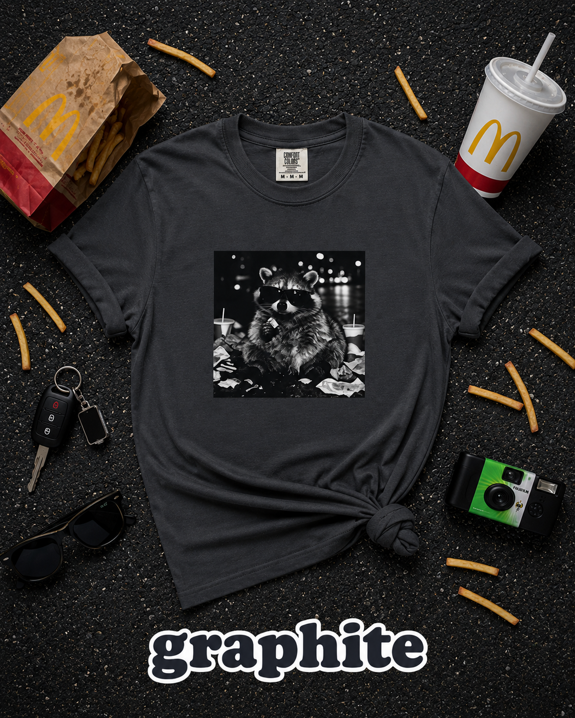 Funny Raccoon Sunglasses Trash Panda Graphic T-Shirt