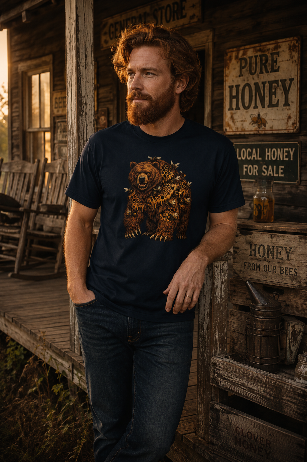 Comfort Colors Bear Shirt, Woodland Wildlife Graphic Tee, Nature Lover Gift, Rustic Hiking and Camping T-Shirt