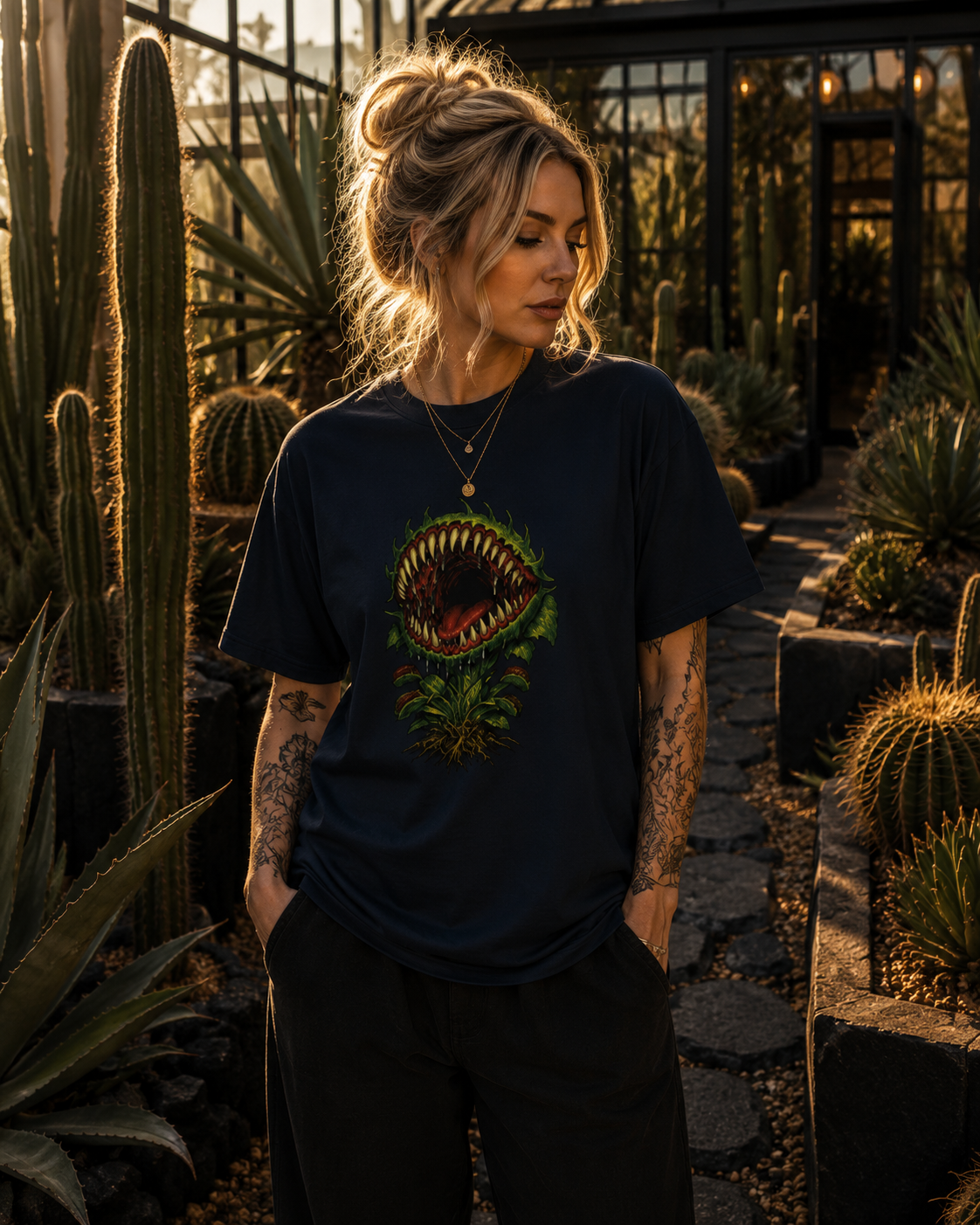 Carnivorous Venus Flytrap T-Shirt | Horror Plant Graphic Tee | Gothic Botanical Shirt | Spooky Halloween Gift for Plant Lovers