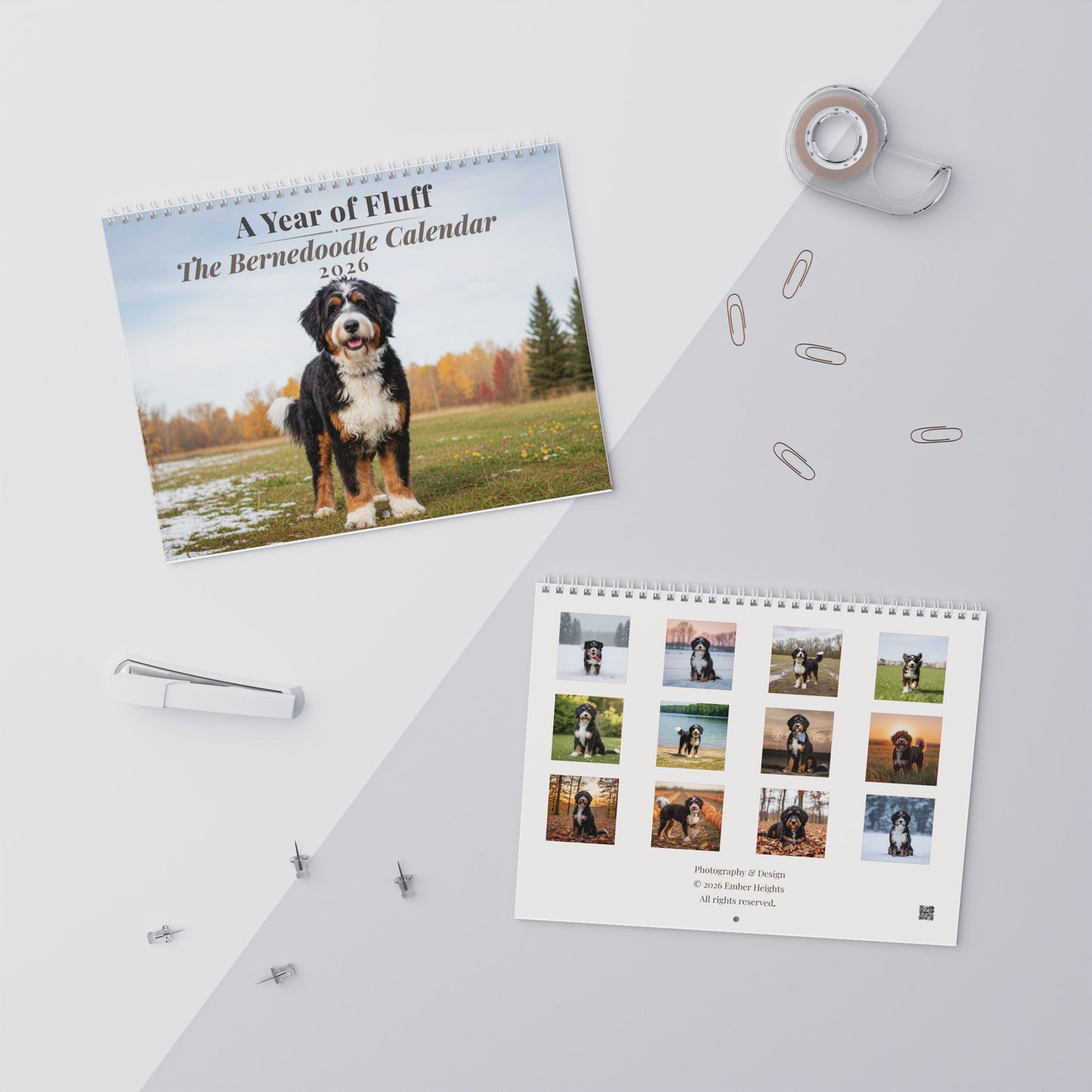 Bernedoodle Wall Calendar – Cozy Dog Photography for Home & Office