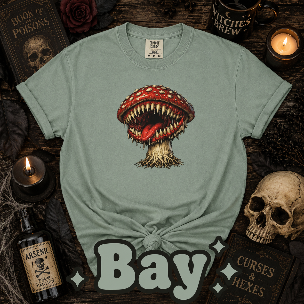Horror Mushroom T-Shirt, Carnivorous Mushroom Graphic Tee, Gothic Nature Shirt, Creepy Forest Monster, Halloween Gift