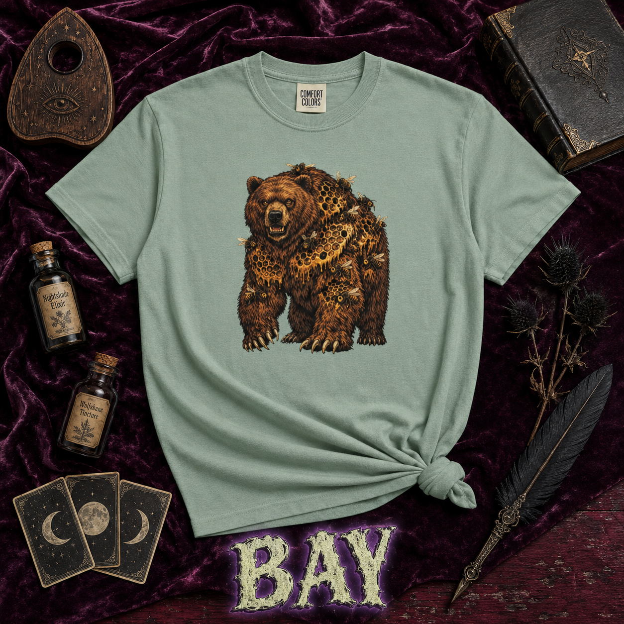 Comfort Colors Bear Shirt, Woodland Wildlife Graphic Tee, Nature Lover Gift, Rustic Hiking and Camping T-Shirt