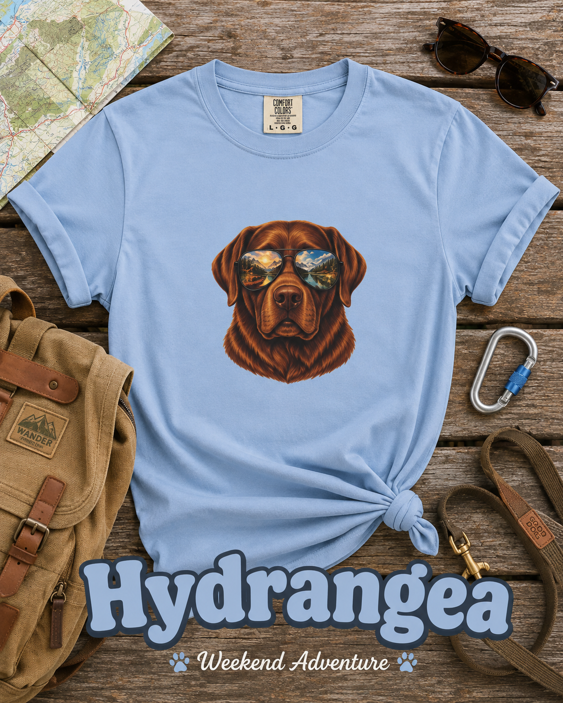 Chocolate Lab Sunglasses T-Shirt | Outdoor Dog Lover Tee