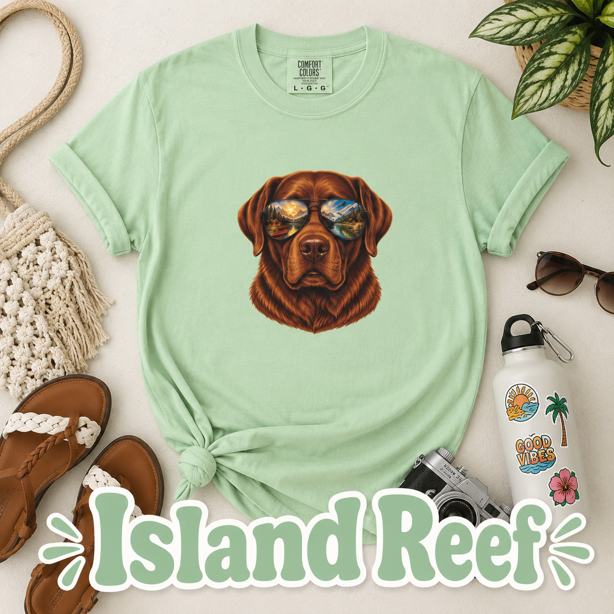Chocolate Labrador Retriever Shirt, Dog with Sunglasses Tee, Lab Lover Gift, Adventure Dog Shirt, Hiking Tee, Comfort Colors