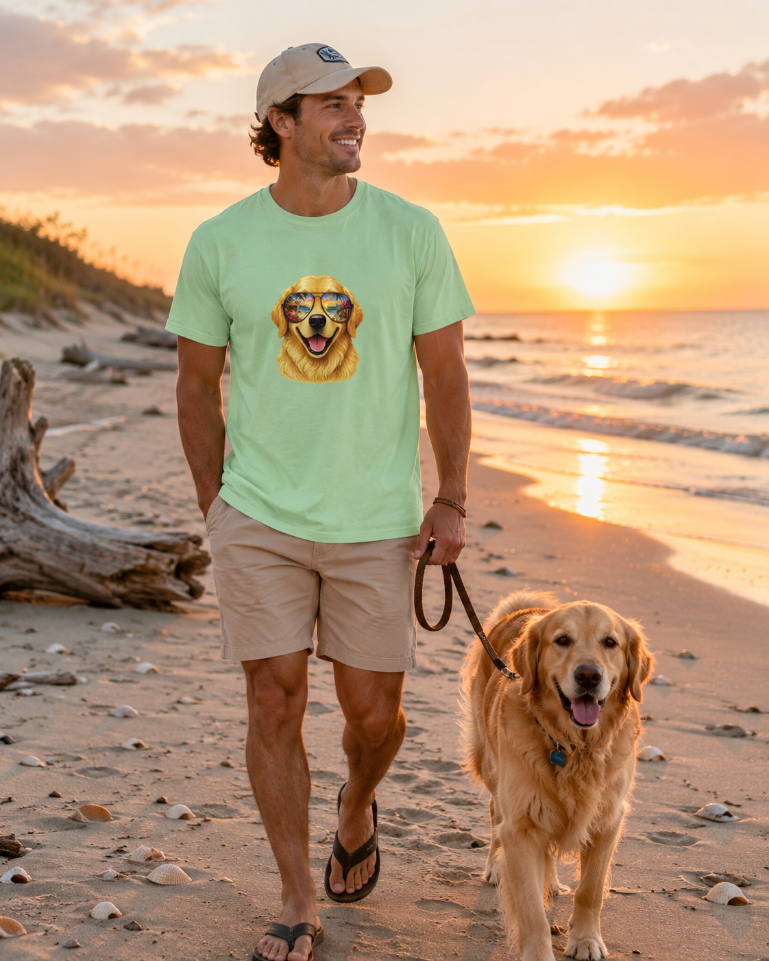 Golden Retriever Beach Shirt, Funny Dog Lover T-Shirt, Golden Retriever Sunglasses Tee, Summer Vacation Gift, Cute Pet Graphic Tee