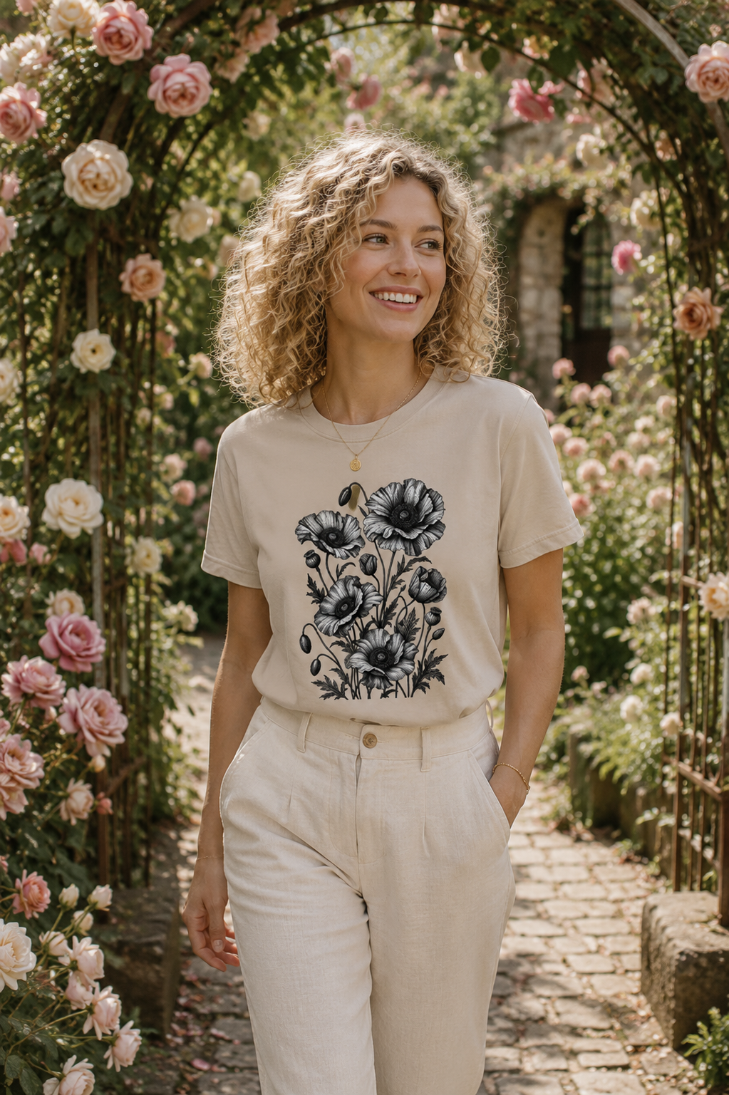 Vintage Poppy Flower T-Shirt | Botanical Floral Graphic Tee