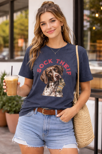 Sock Thief Dog Tee – German Shorthaired Pointer Graphic T-Shirt