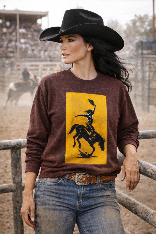 Cowgirl Rodeo Sweatshirt – Western Bronc Rider Bucking Horse Pullover