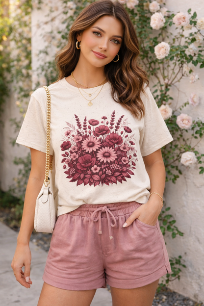 Botanical Wildflower Bouquet Graphic Tee | Vintage Floral Shirt