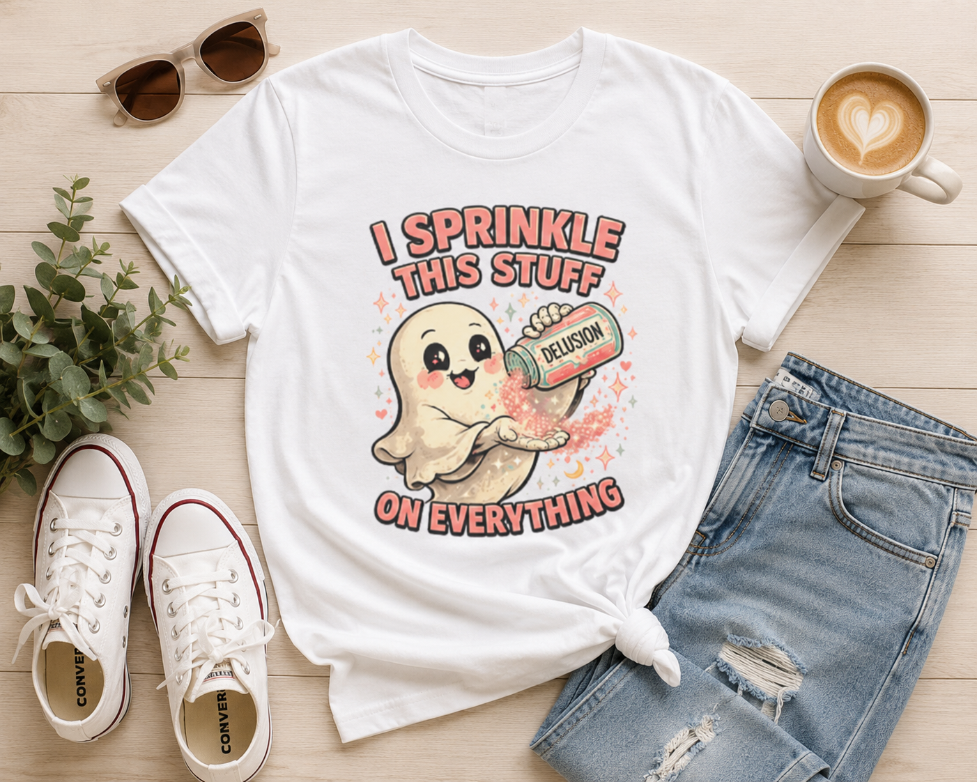 Funny "I Sprinkle This Stuff On Everything" Ghost T-Shirt – Delusion Graphic Tee