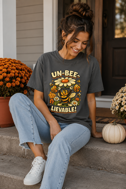 Un-Bee-Lievable Shirt, Funny Bee T-Shirt, Cute Gym Shirt, Comfort Colors 1717 Tee, Bee Lover Gift, Floral Workout Shirt