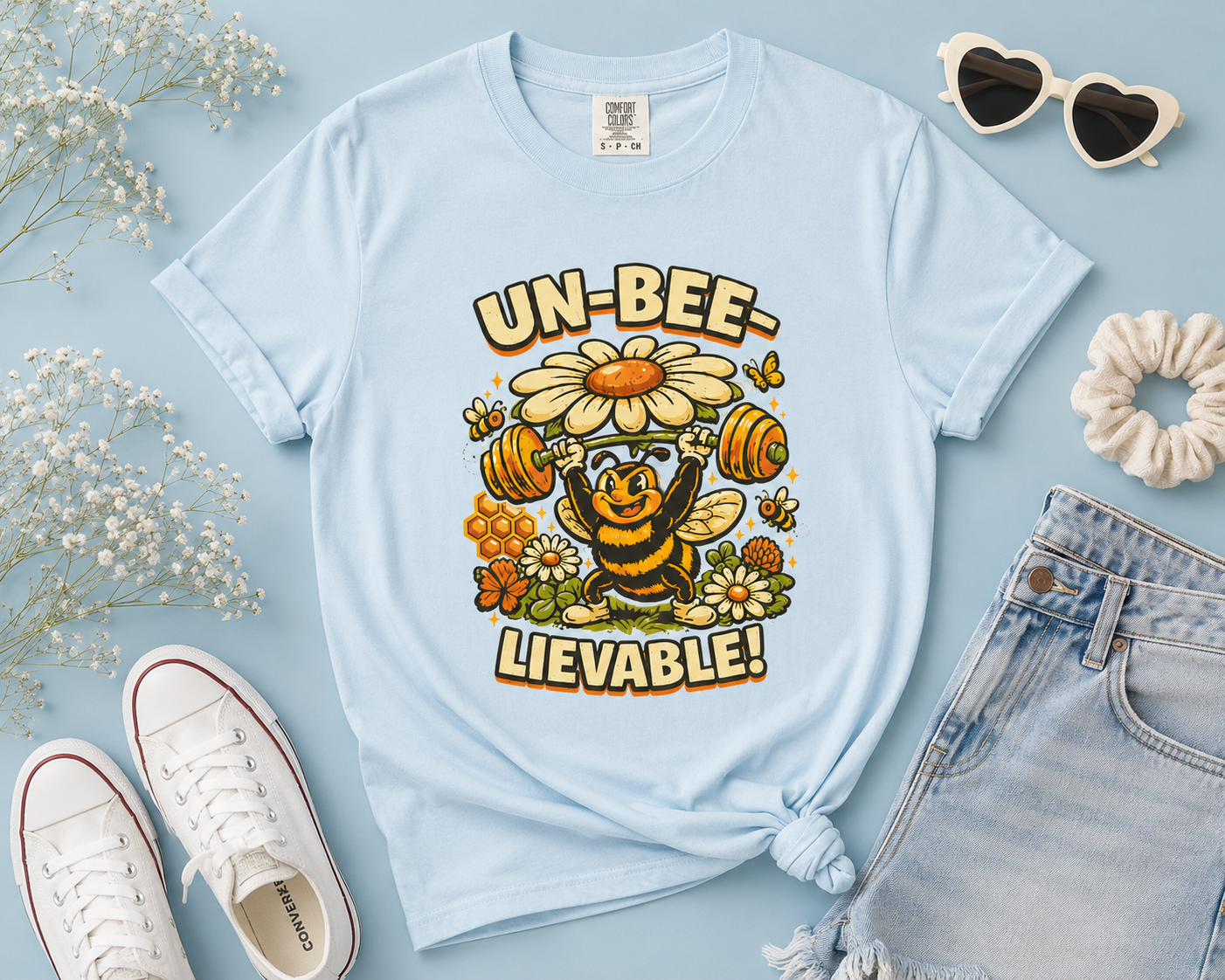 Un-Bee-Lievable Shirt, Funny Bee T-Shirt, Cute Gym Shirt, Comfort Colors 1717 Tee, Bee Lover Gift, Floral Workout Shirt