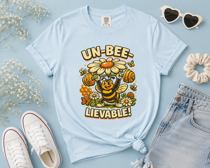 Un-Bee-Lievable Shirt, Funny Bee T-Shirt, Cute Gym Shirt, Comfort Colors 1717 Tee, Bee Lover Gift, Floral Workout Shirt