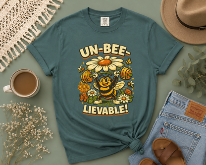 Un-Bee-Lievable Shirt, Funny Bee T-Shirt, Cute Gym Shirt, Comfort Colors 1717 Tee, Bee Lover Gift, Floral Workout Shirt