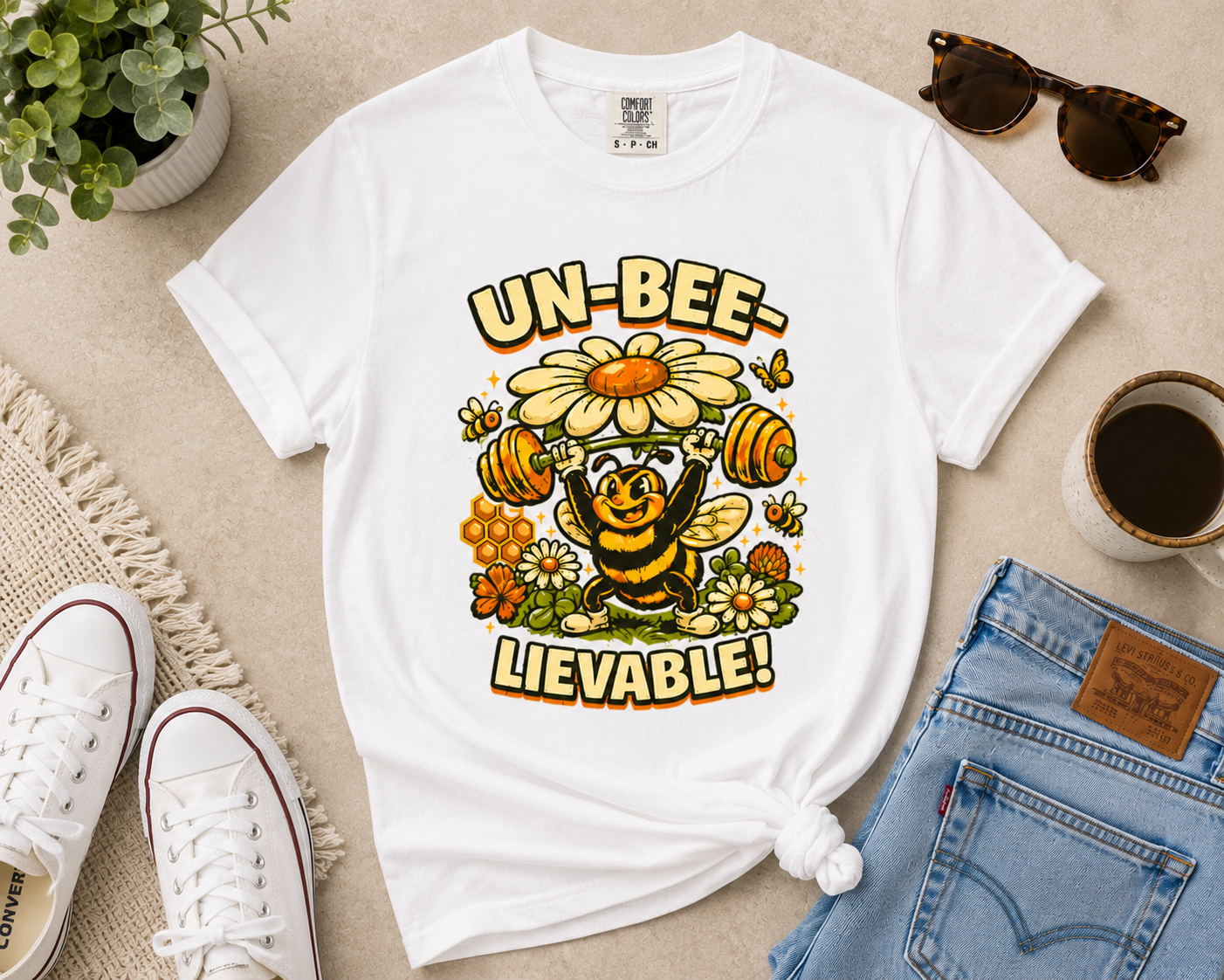 Un-Bee-Lievable Shirt, Funny Bee T-Shirt, Cute Gym Shirt, Comfort Colors 1717 Tee, Bee Lover Gift, Floral Workout Shirt