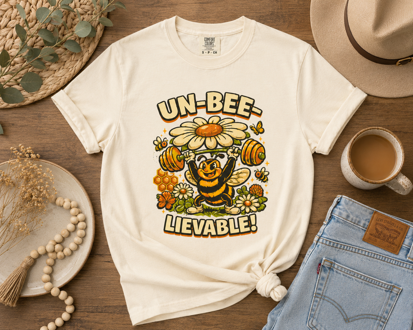 Un-Bee-Lievable Shirt, Funny Bee T-Shirt, Cute Gym Shirt, Comfort Colors 1717 Tee, Bee Lover Gift, Floral Workout Shirt