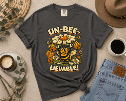 Un-Bee-Lievable Shirt, Funny Bee T-Shirt, Cute Gym Shirt, Comfort Colors 1717 Tee, Bee Lover Gift, Floral Workout Shirt