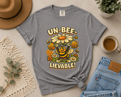 Un-Bee-Lievable Shirt, Funny Bee T-Shirt, Cute Gym Shirt, Comfort Colors 1717 Tee, Bee Lover Gift, Floral Workout Shirt