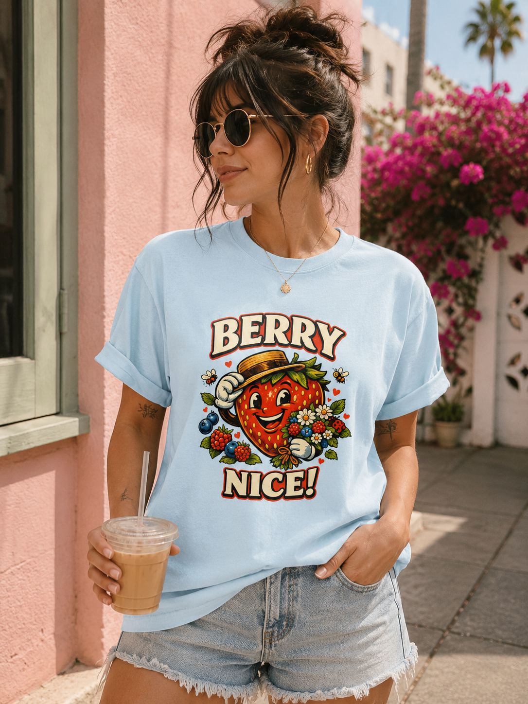 Berry Nice Strawberry Graphic Tee | Comfort Colors® Garment-Dyed T-Shirt