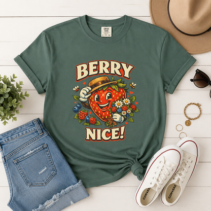 Berry Nice Strawberry Graphic Tee | Comfort Colors® Garment-Dyed T-Shirt