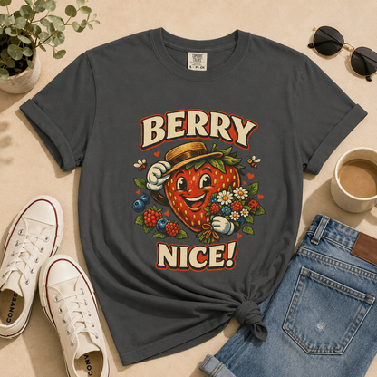 Berry Nice Strawberry Graphic Tee | Comfort Colors® Garment-Dyed T-Shirt